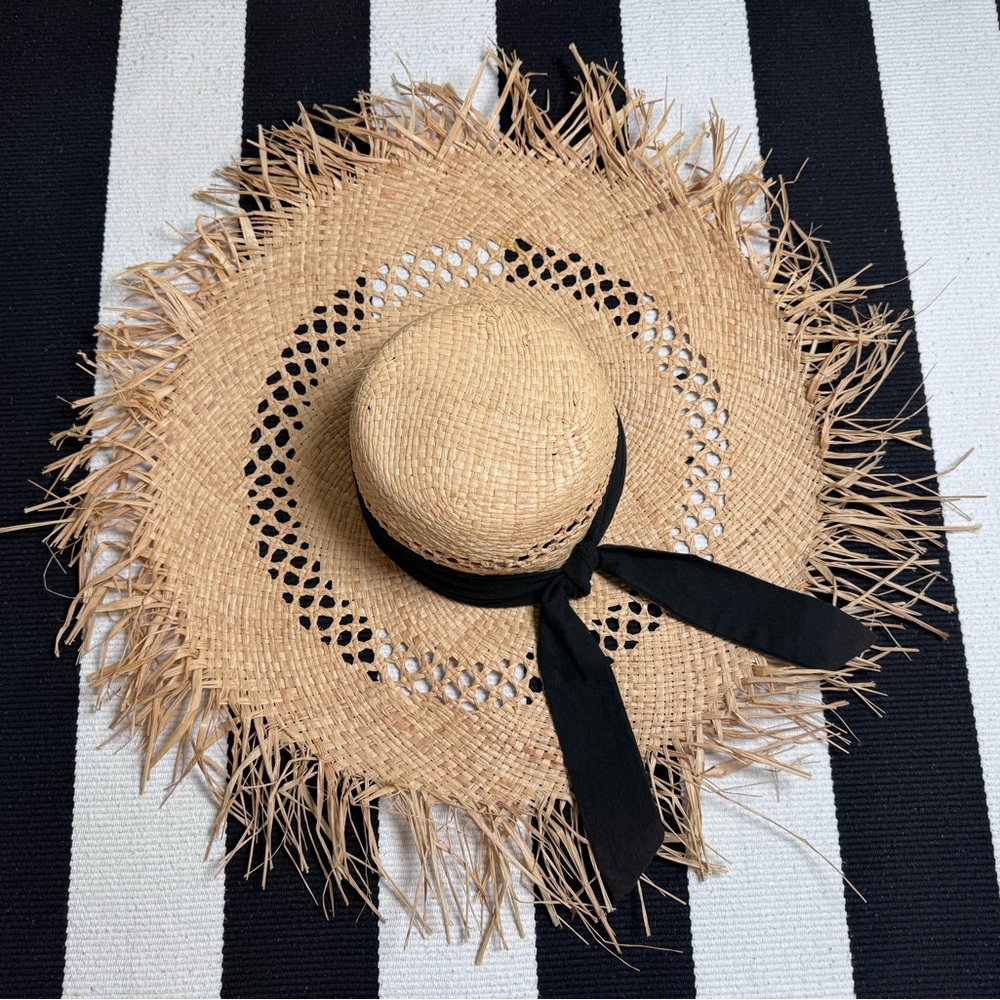 Petra Floppy Straw Sun Hat with Black Ribbon from Self-Same